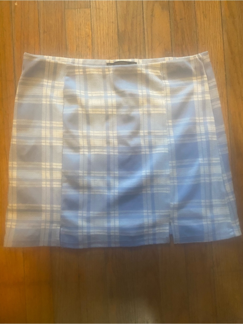 Hesperus Y2K Blue Plaid Mini Skirt with Side Slit